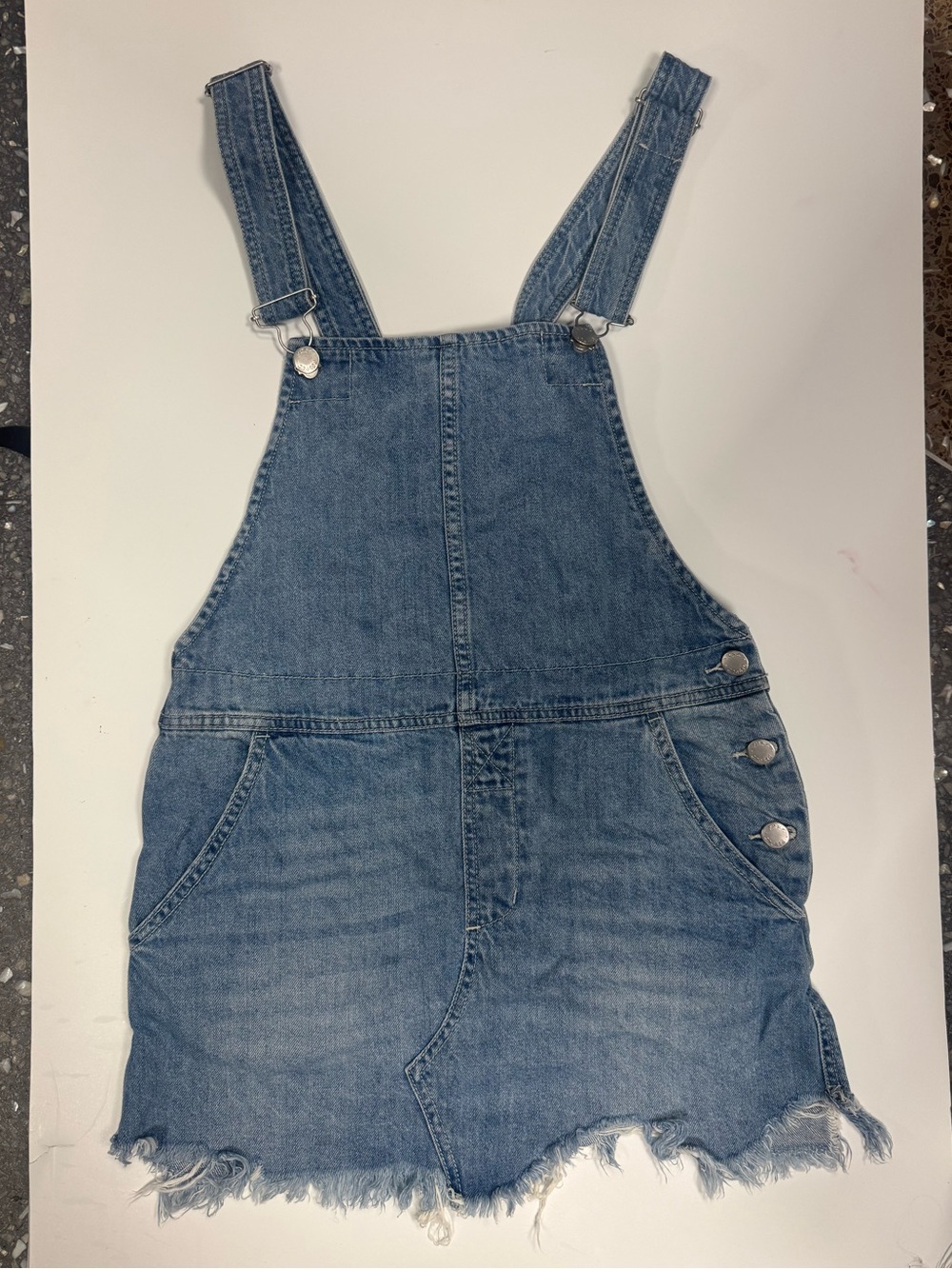 Free People Denim Overall Mini Dress - Blue